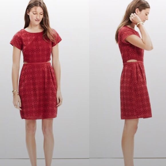 Madewell Eyelet Happening Cutout Dress Size 6 - Picture 1 of 10